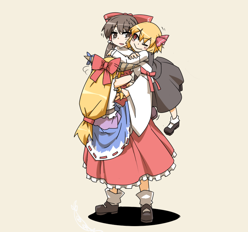 hakurei reimu, rumia, and ibuki suika (touhou) drawn by hihachi
