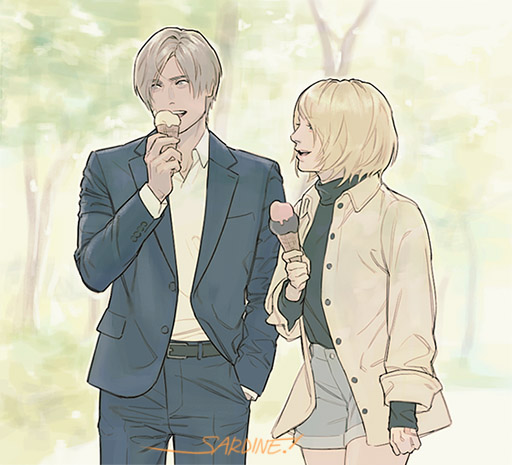 leon s. kennedy and ashley graham (resident evil and 1 more) drawn by sardine_(kjr0313)