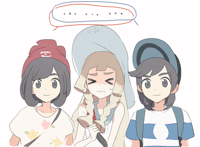 lillie, selene, and elio (pokemon and 1 more) drawn by mxkjxm_(nhss2337)