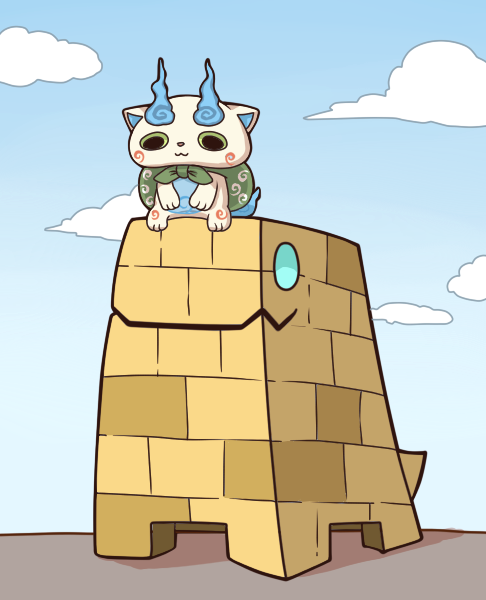 komasan and blocker (youkai watch and 1 more) drawn by 2027_(submarine2027)