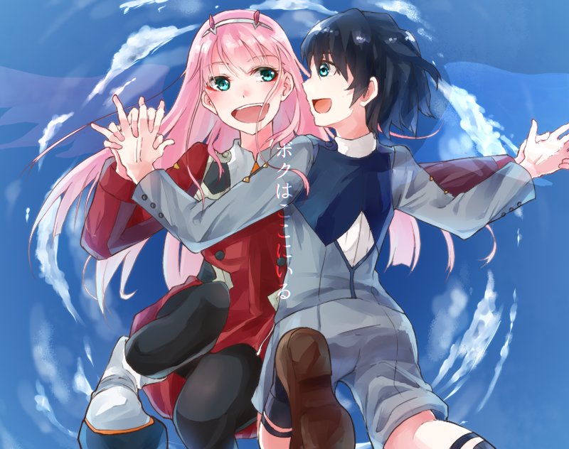 zero two and hiro (darling in the franxx) drawn by u_yuz_xx