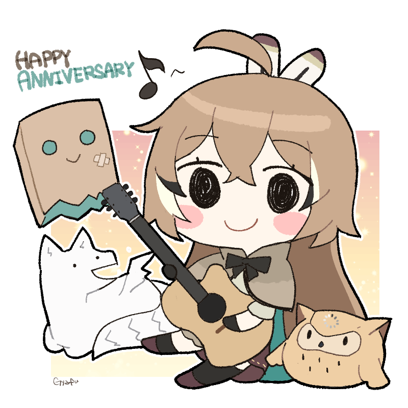 nanashi mumei, friend, hootsie, smol mumei, and animal (hololive and 1 more) drawn by gyaheung