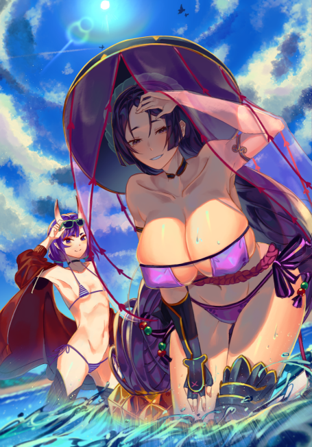 shuten douji and minamoto no raikou (fate and 1 more) drawn by kikan_(kikanoe)