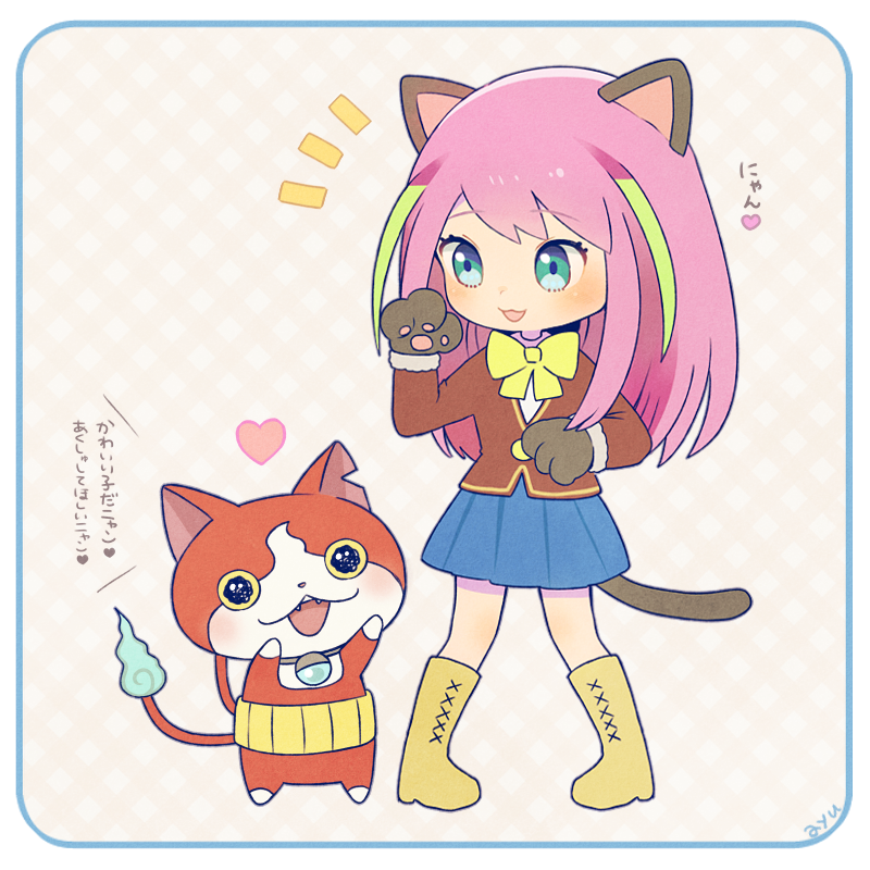 jibanyan and hashimoto nyaa (osomatsu and 2 more) drawn by ayu_(mog)