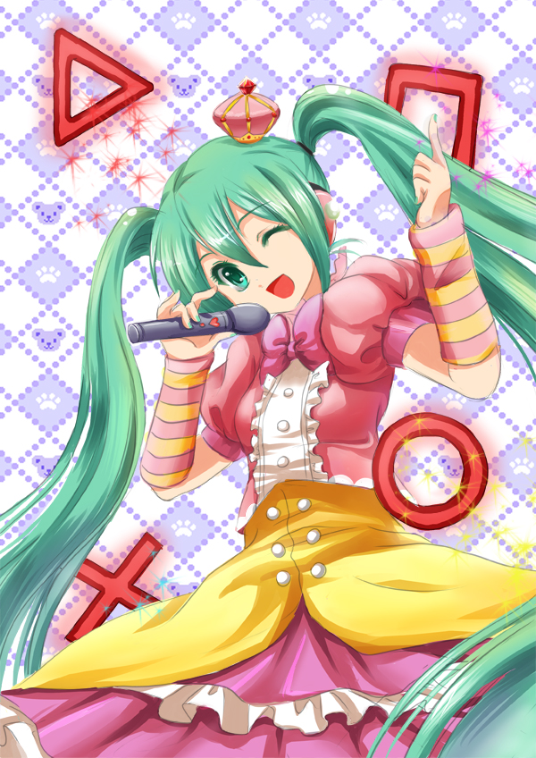 hatsune miku (vocaloid and 1 more) drawn by w_rong