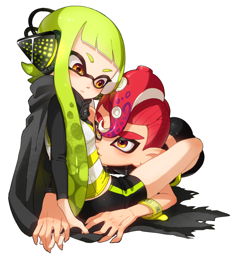 inkling player character, inkling girl, octoling player character, agent 8, octoling boy, and 1 more (splatoon and 2 more) drawn by yeneny