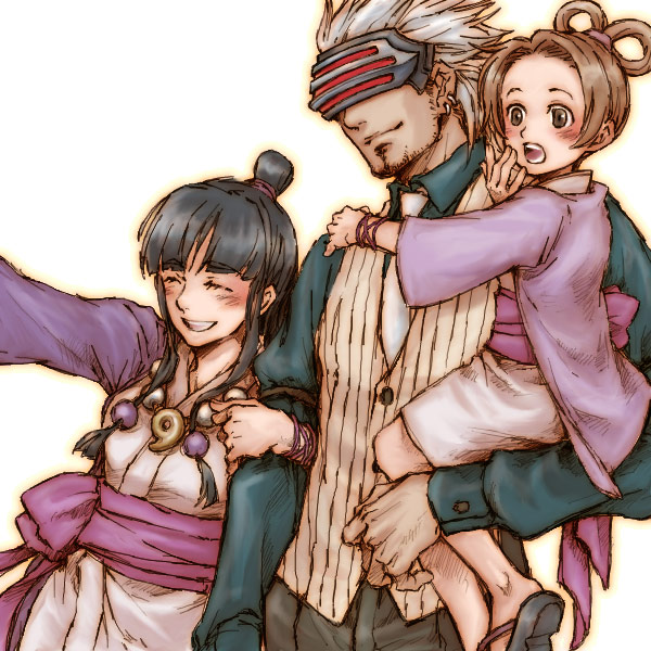 maya fey, pearl fey, and godot (ace attorney and 1 more) drawn by ichi2co