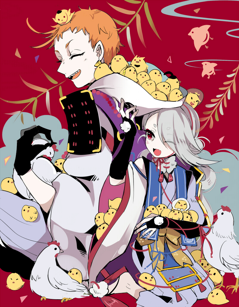 mikazuki munechika, ima-no-tsurugi, iwatooshi, ishikirimaru, and urashima kotetsu (touken ranbu) drawn by sekimo