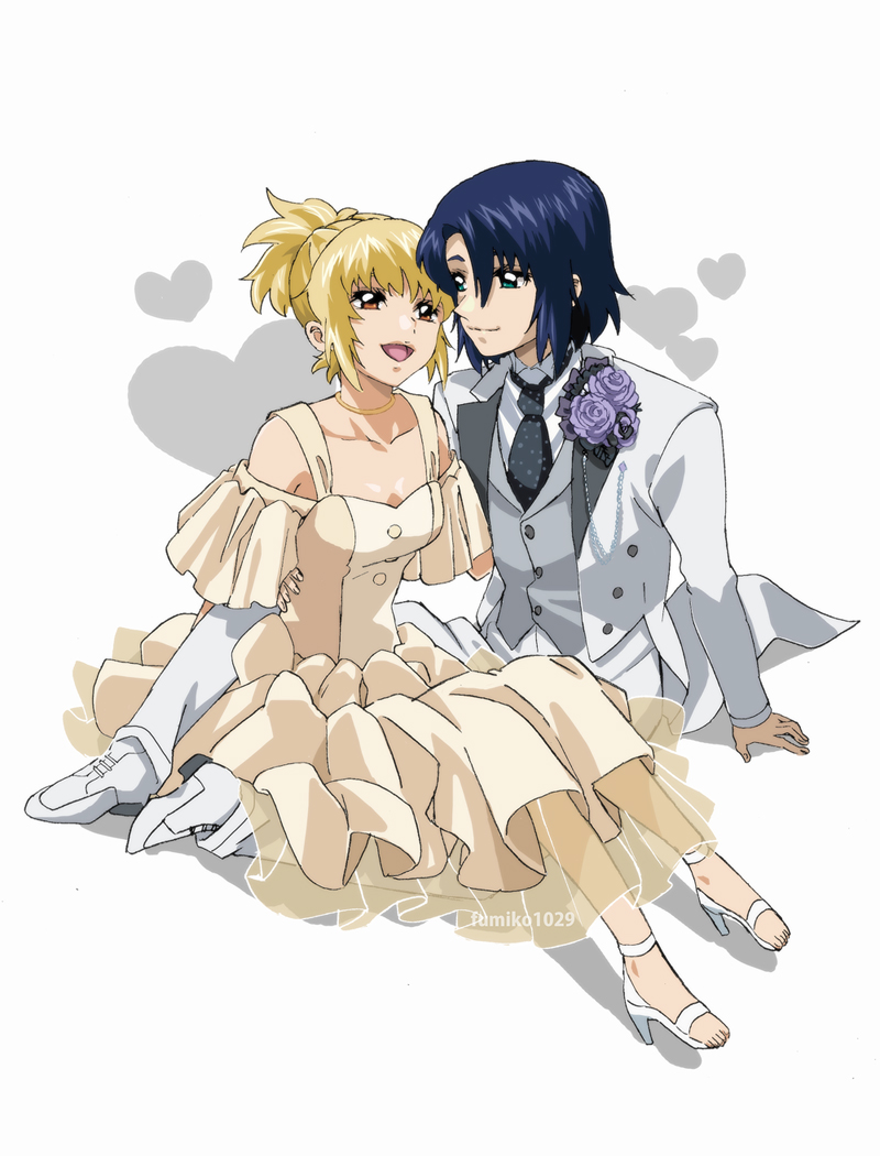 cagalli yula athha and athrun zala (gundam and 2 more) drawn by fumiko_(mesushi)