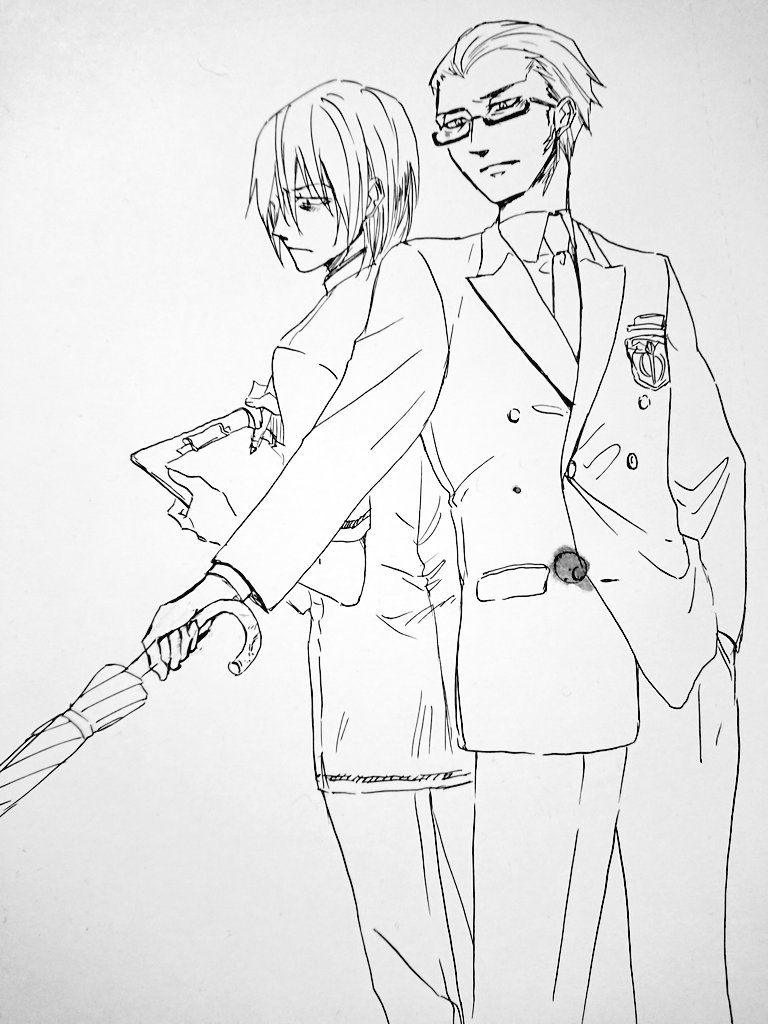 aragaki shuuya and kutsukake souji (chou shittou caduceus) drawn by satou_karume