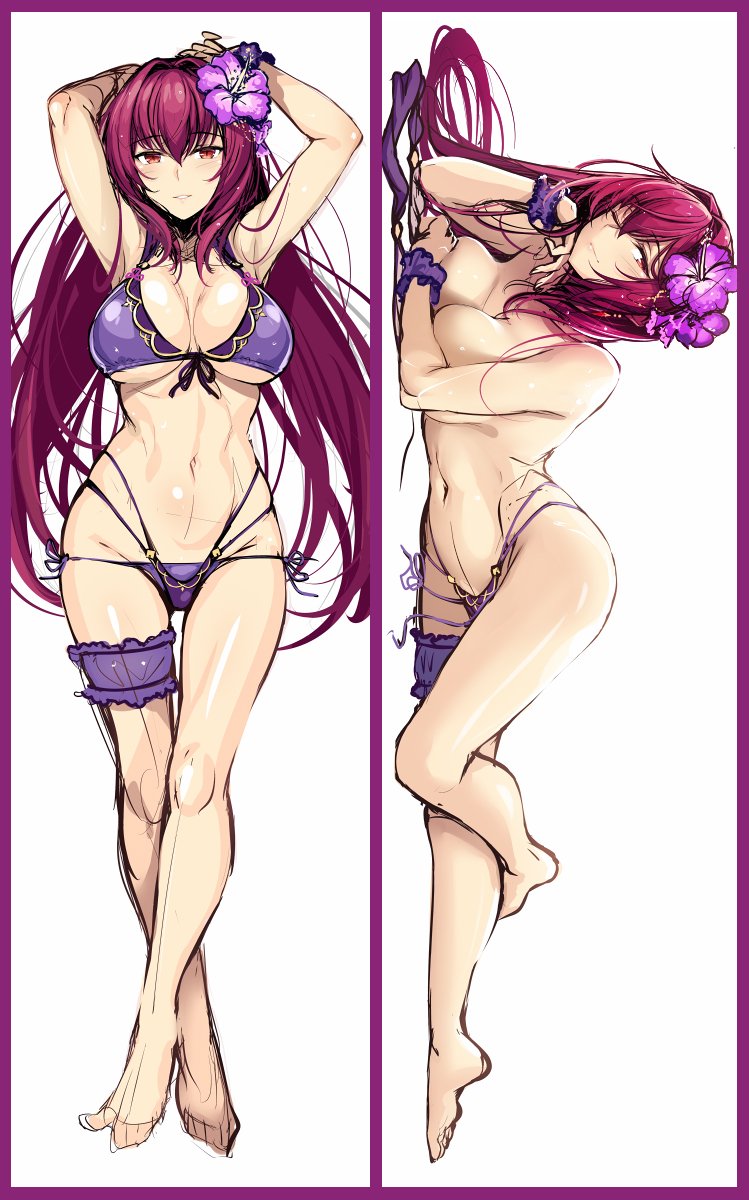 scathach (fate and 1 more) drawn by okitakung