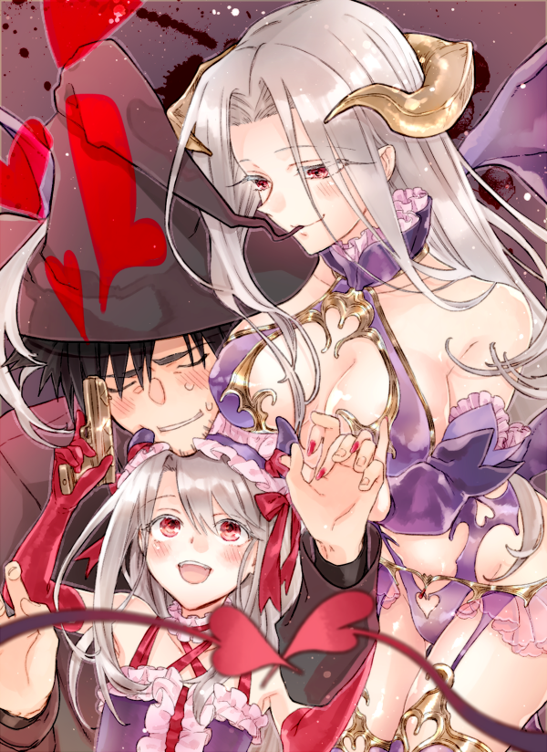 illyasviel von einzbern, emiya kiritsugu, and irisviel von einzbern (fate and 3 more) drawn by marukin