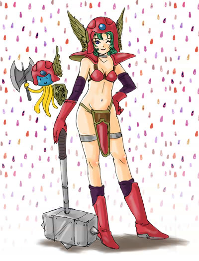warrior, heroine, and healslime (dragon quest and 2 more) drawn by nao_(moji)