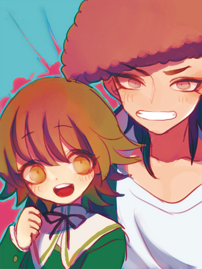 fujisaki chihiro and owada mondo (danganronpa and 1 more) drawn by momiji_kinoko