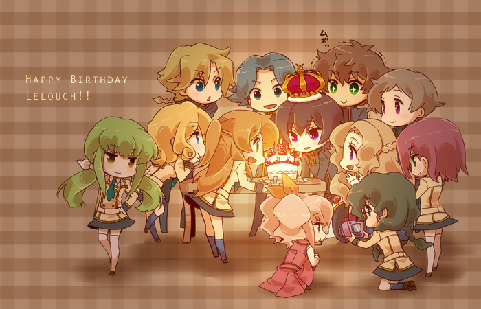 c.c., lelouch vi britannia, kouzuki kallen, kururugi suzaku, nunnally vi britannia, and 7 more (code geass) drawn by mecco