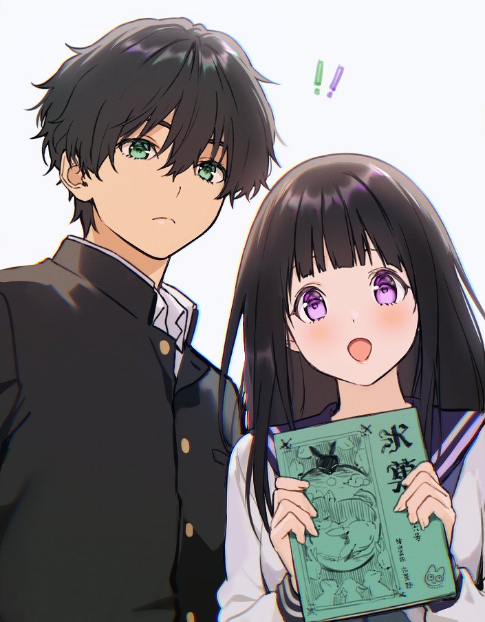 chitanda eru and oreki houtarou (hyouka) drawn by mery_(yangmalgage)