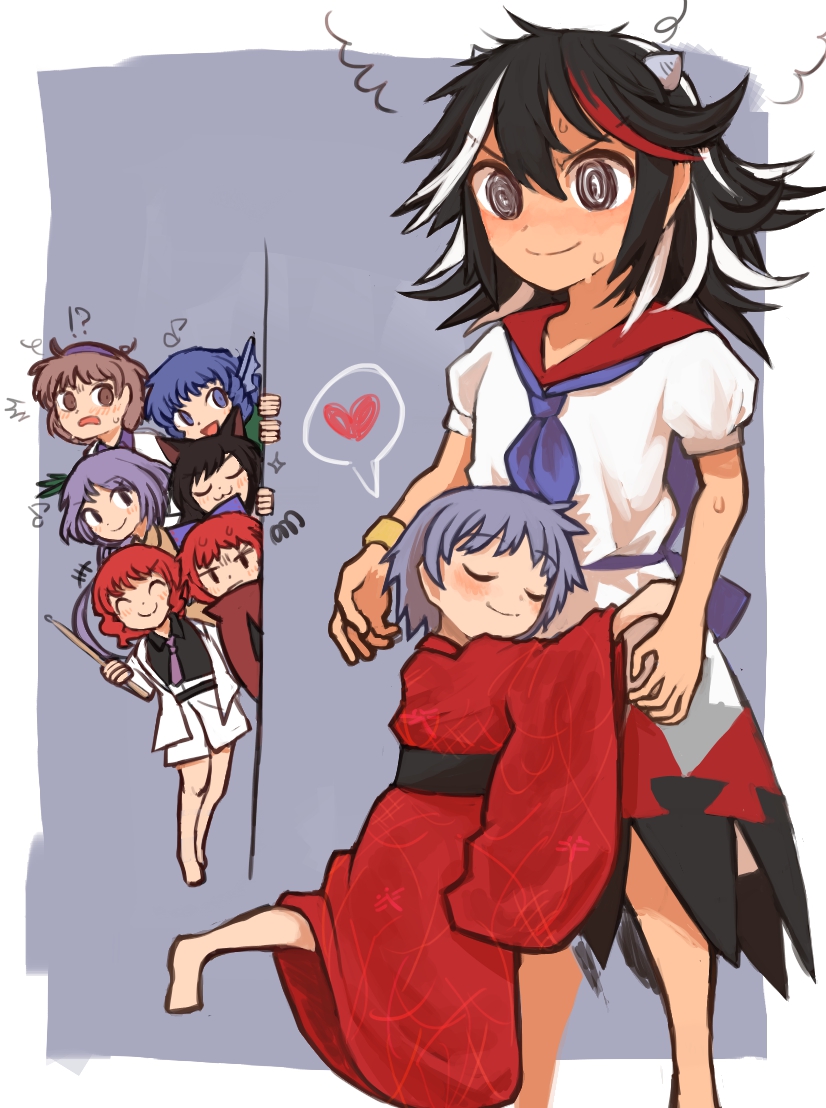 imaizumi kagerou, sekibanki, kijin seija, sukuna shinmyoumaru, wakasagihime, and 3 more (touhou and 1 more) drawn by donki_(yeah)