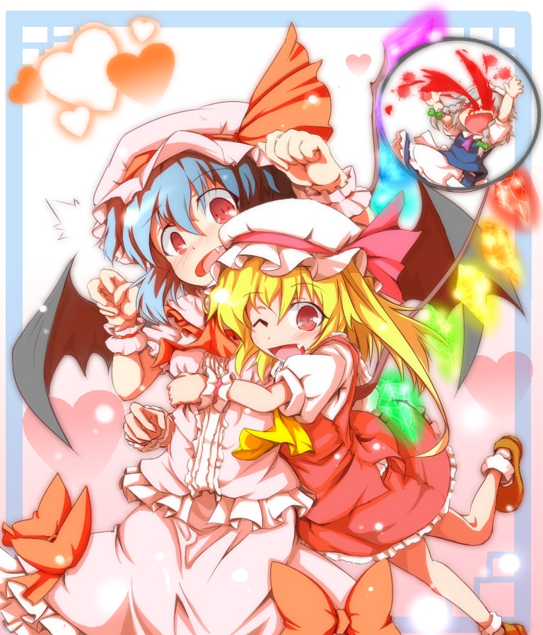 remilia scarlet, flandre scarlet, and izayoi sakuya (touhou) drawn by shiro9jira