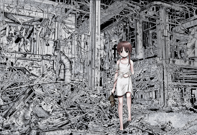 iwakura lain (serial experiments lain) drawn by kahama_youko