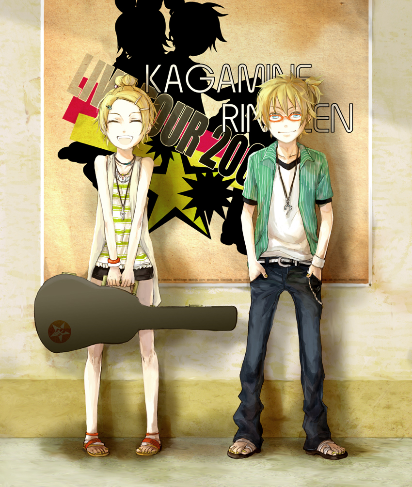 kagamine rin and kagamine len (vocaloid) drawn by ariori_haberi