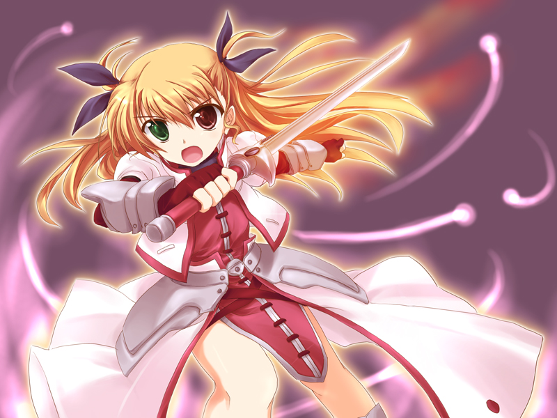 vivio, signum, and laevatein (lyrical nanoha and 1 more) drawn by kusakami_akira
