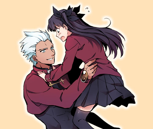 tohsaka rin and archer (fate and 1 more) drawn by suga_(suga_suga)