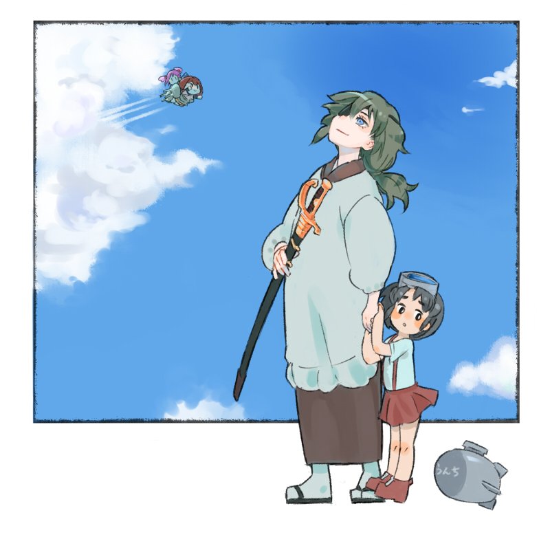 sazanami, kiso, hyuuga, and maru-yu (kantai collection) drawn by jibakurei_(elite_unchi)