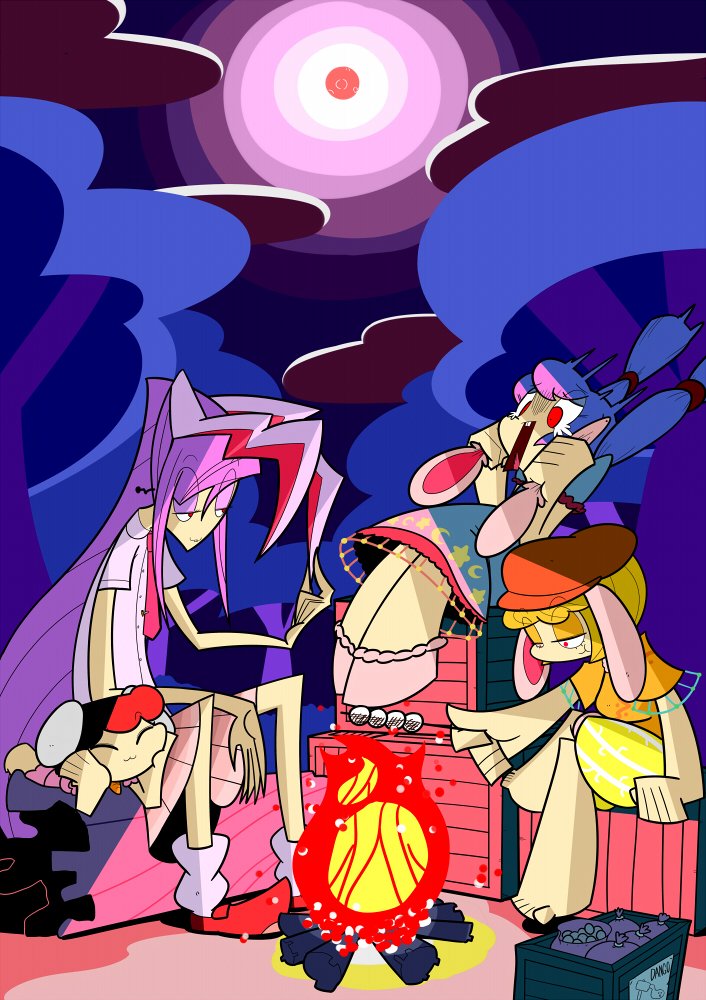 reisen udongein inaba, inaba tewi, seiran, and ringo (touhou) drawn by kuchibashi_(9180)