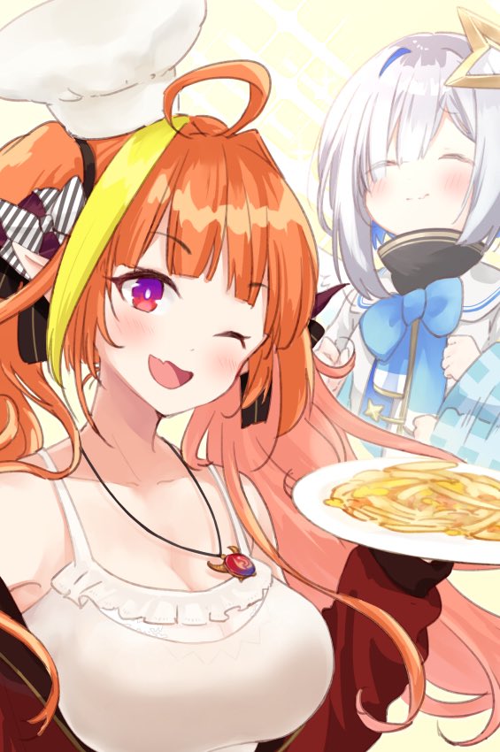 amane kanata and kiryu coco (hololive) drawn by ekuramani