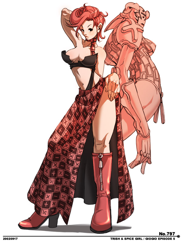 trish una and spice girl (jojo no kimyou na bouken and 1 more) drawn by falcoon
