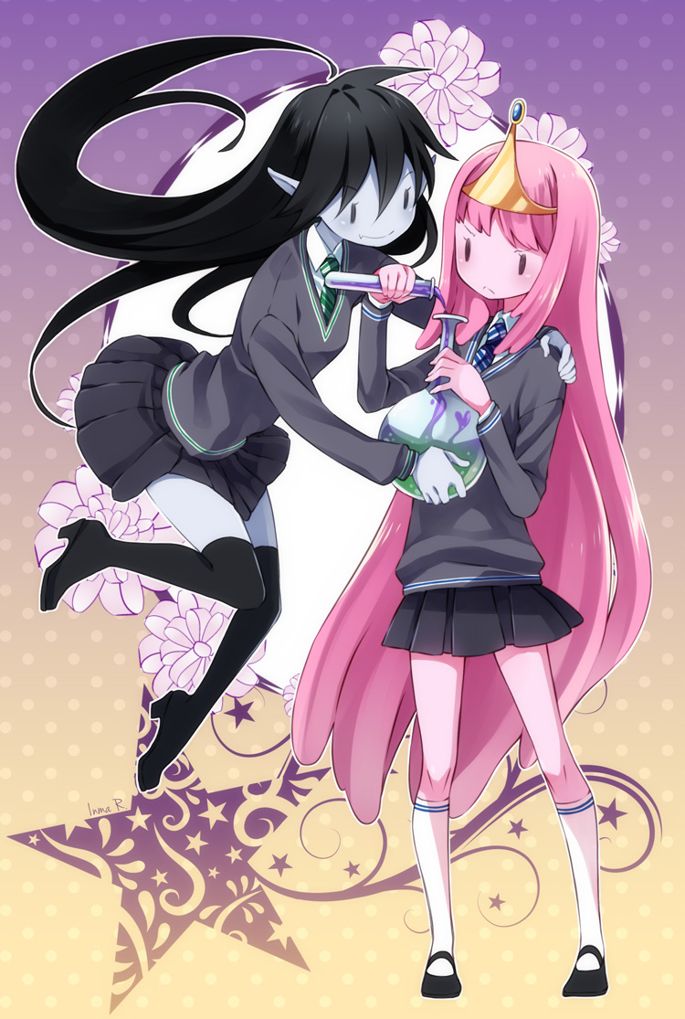 marceline abadeer and princess bonnibel bubblegum (wizarding world and 2 more) drawn by inma