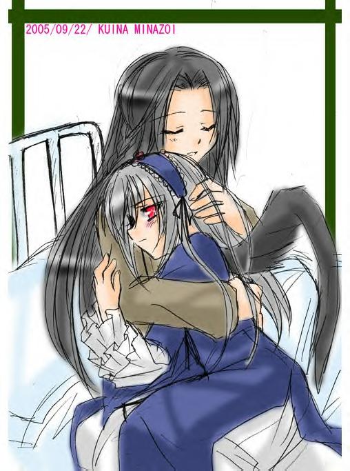 suigintou and kakizaki megu (rozen maiden and 1 more) drawn by minazoi_kuina