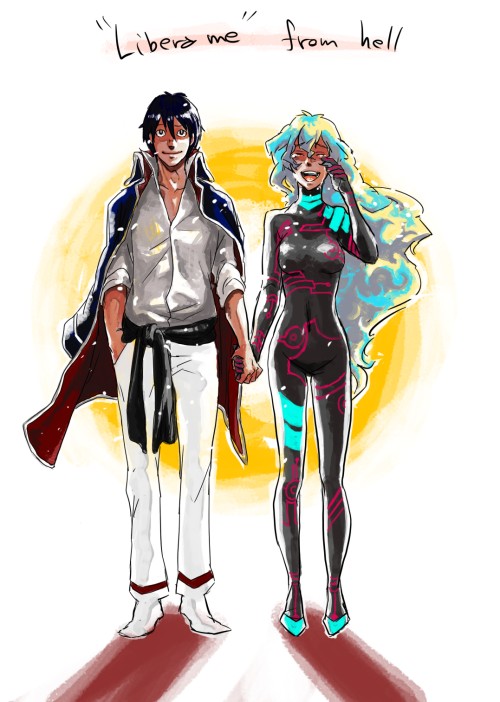 nia teppelin, simon, and antispiral nia (tengen toppa gurren lagann) drawn by katou_(hyaena)