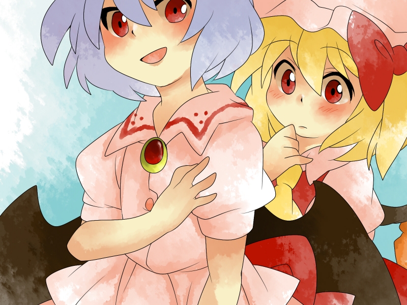 remilia scarlet and flandre scarlet (touhou) drawn by hammer_(sunset_beach)