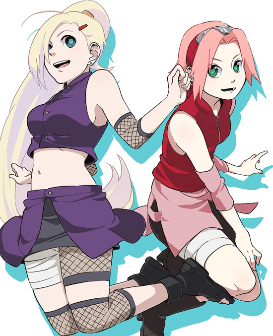 haruno sakura and yamanaka ino (naruto) drawn by kamoi_hayato