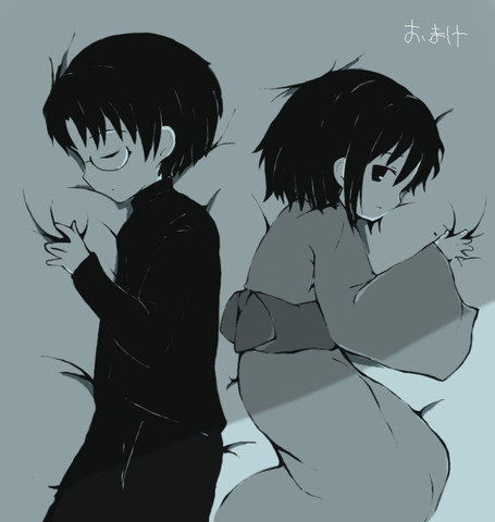ryougi shiki and kokutou mikiya (kara no kyoukai) drawn by tsumura_z