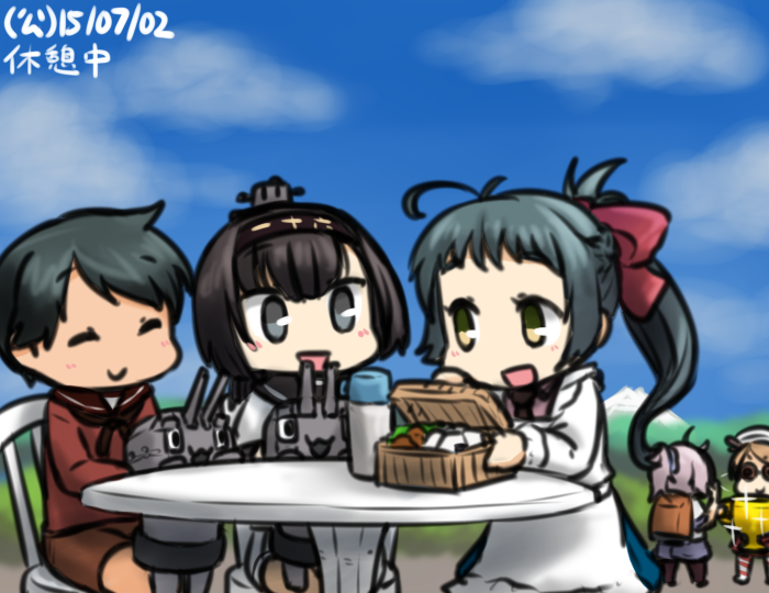 aoba, mogami, akizuki, littorio, chou-10cm-hou-chan, and 1 more (kantai collection) drawn by hamu_koutarou