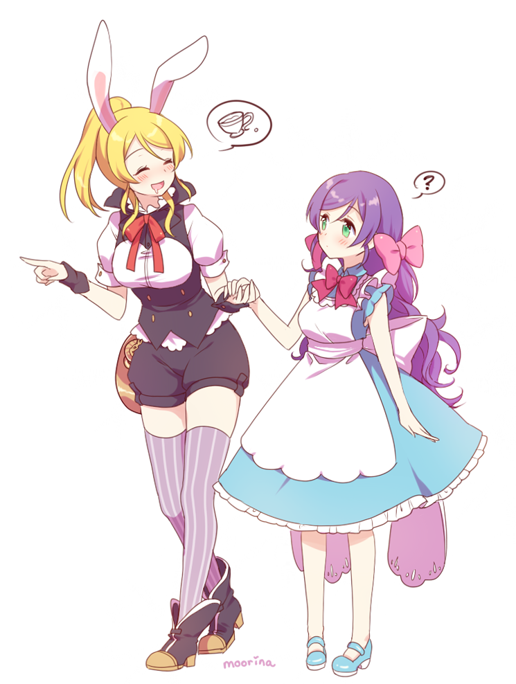 tojo nozomi and ayase eli (love live! and 2 more) drawn by moorina