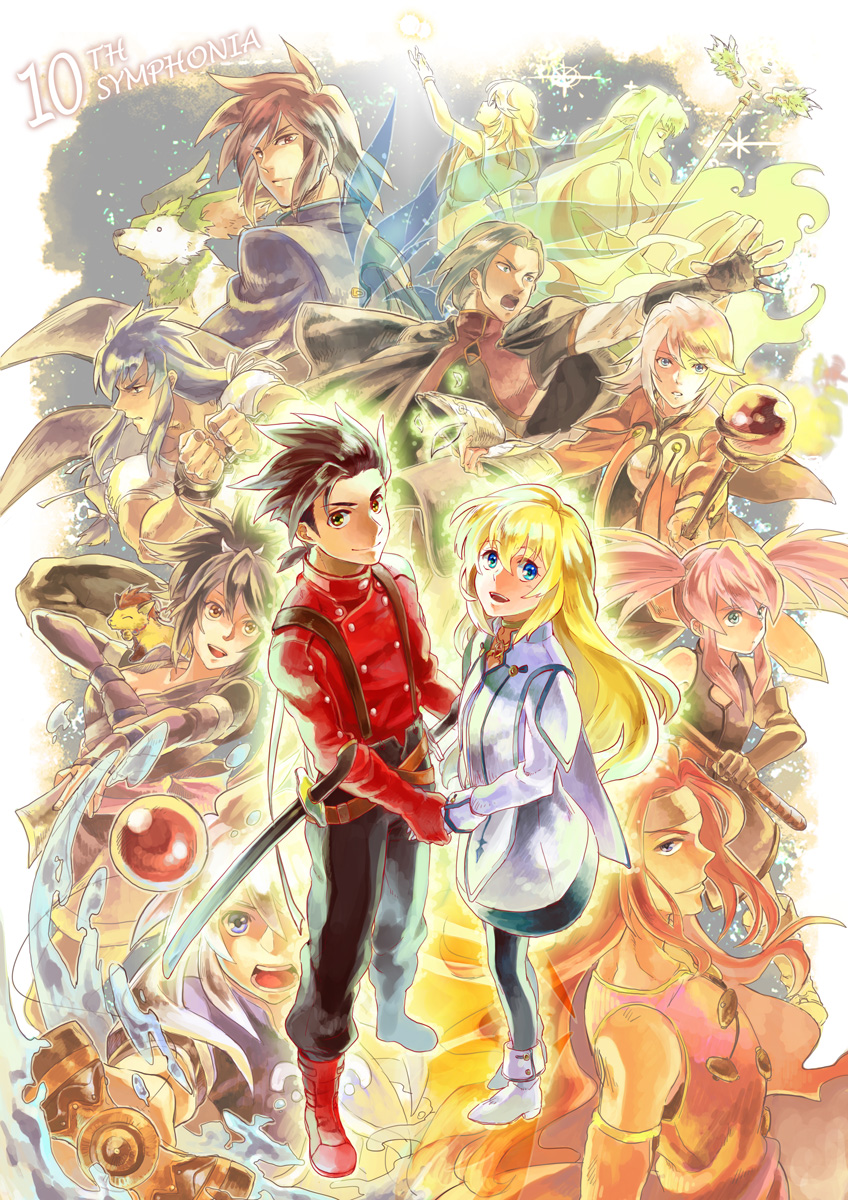 colette brunel, lloyd irving, fujibayashi sheena, presea combatir, zelos wilder, and 9 more (tales of and 1 more) drawn by itou_(hgrk310)