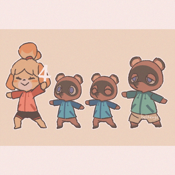isabelle, tom nook, timmy, and tommy (animal crossing) drawn by bellhenge