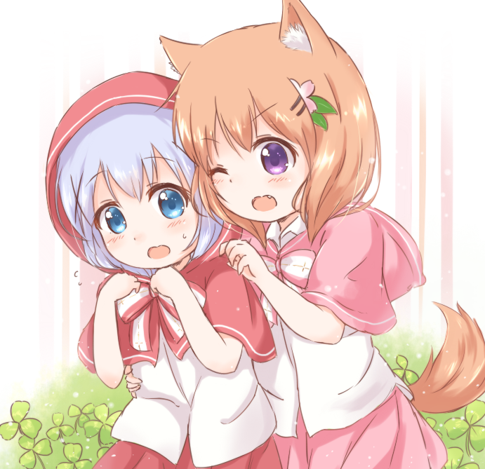 kafuu chino and hoto cocoa (gochuumon wa usagi desu ka? and 1 more) drawn by araki495