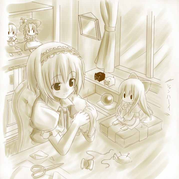 alice margatroid and shanghai doll (touhou) drawn by hiraga_matsuri