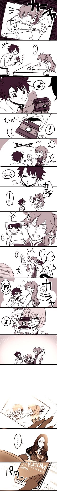mash kyrielight, fujimaru ritsuka, fou, leonardo da vinci, and romani archaman (fate and 1 more) drawn by kana_(kana_ccc)
