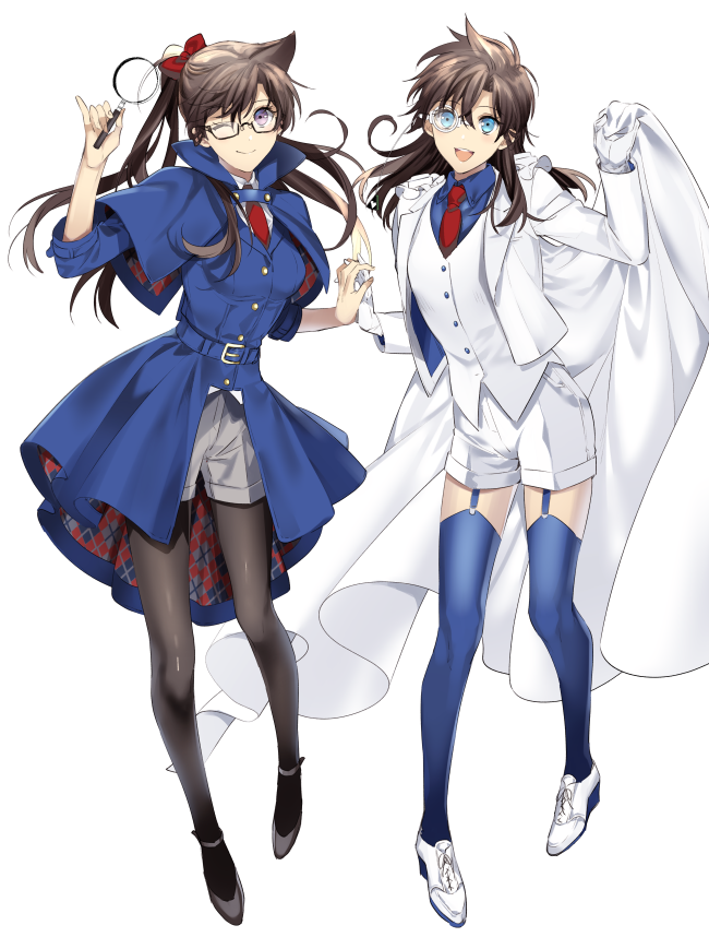 edogawa conan, mouri ran, kaitou kid, and nakamori aoko (meitantei conan and 1 more) drawn by ro-a