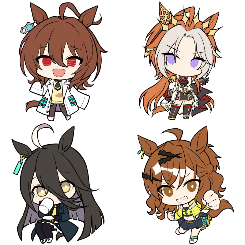 agnes tachyon, manhattan cafe, jungle pocket, and orfevre (umamusume) drawn by mauve