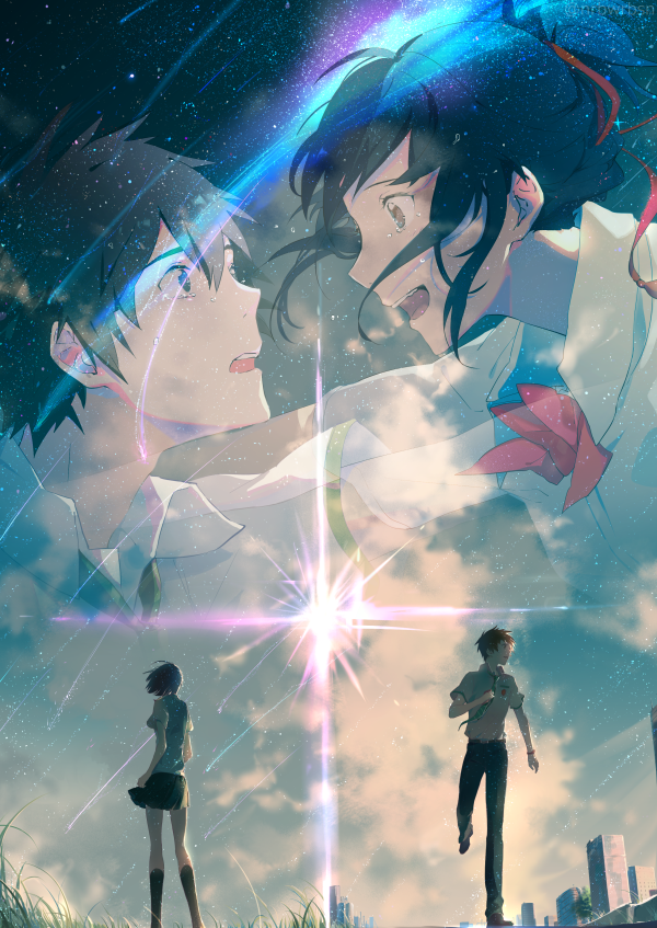miyamizu mitsuha and tachibana taki (kimi no na wa.) drawn by nrbwrbsn