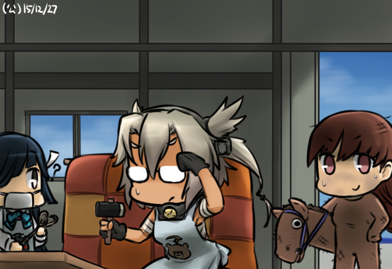 musashi, ooi, and hayashimo (kantai collection) drawn by hamu_koutarou