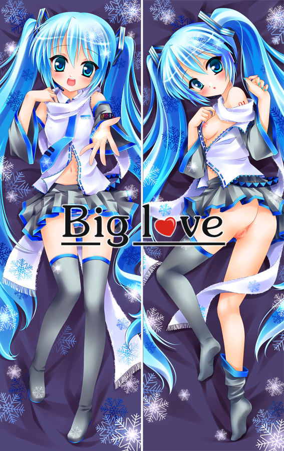 hatsune miku and yuki miku (vocaloid) drawn by biglove