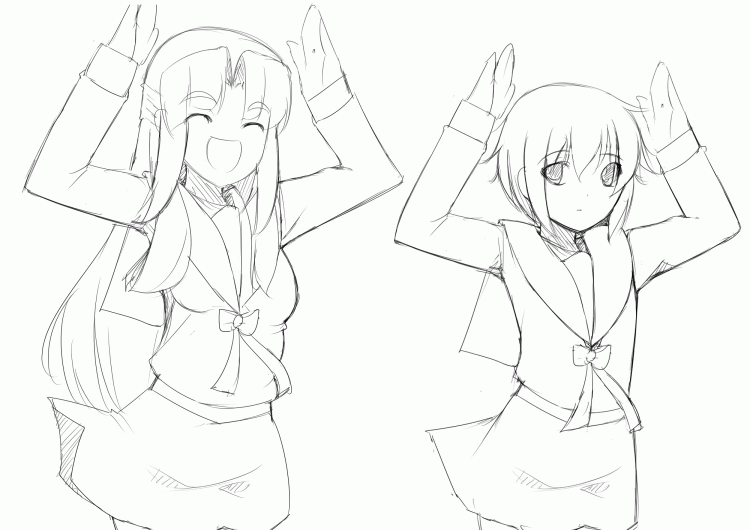 nagato yuki and asakura ryoko (suzumiya haruhi no yuuutsu) drawn by nakamura_kusata