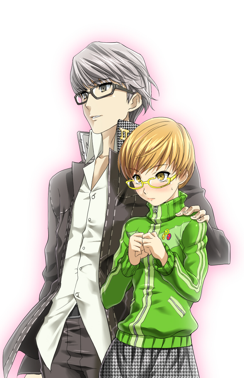 narukami yu and satonaka chie (persona and 1 more) drawn by g-tetsu